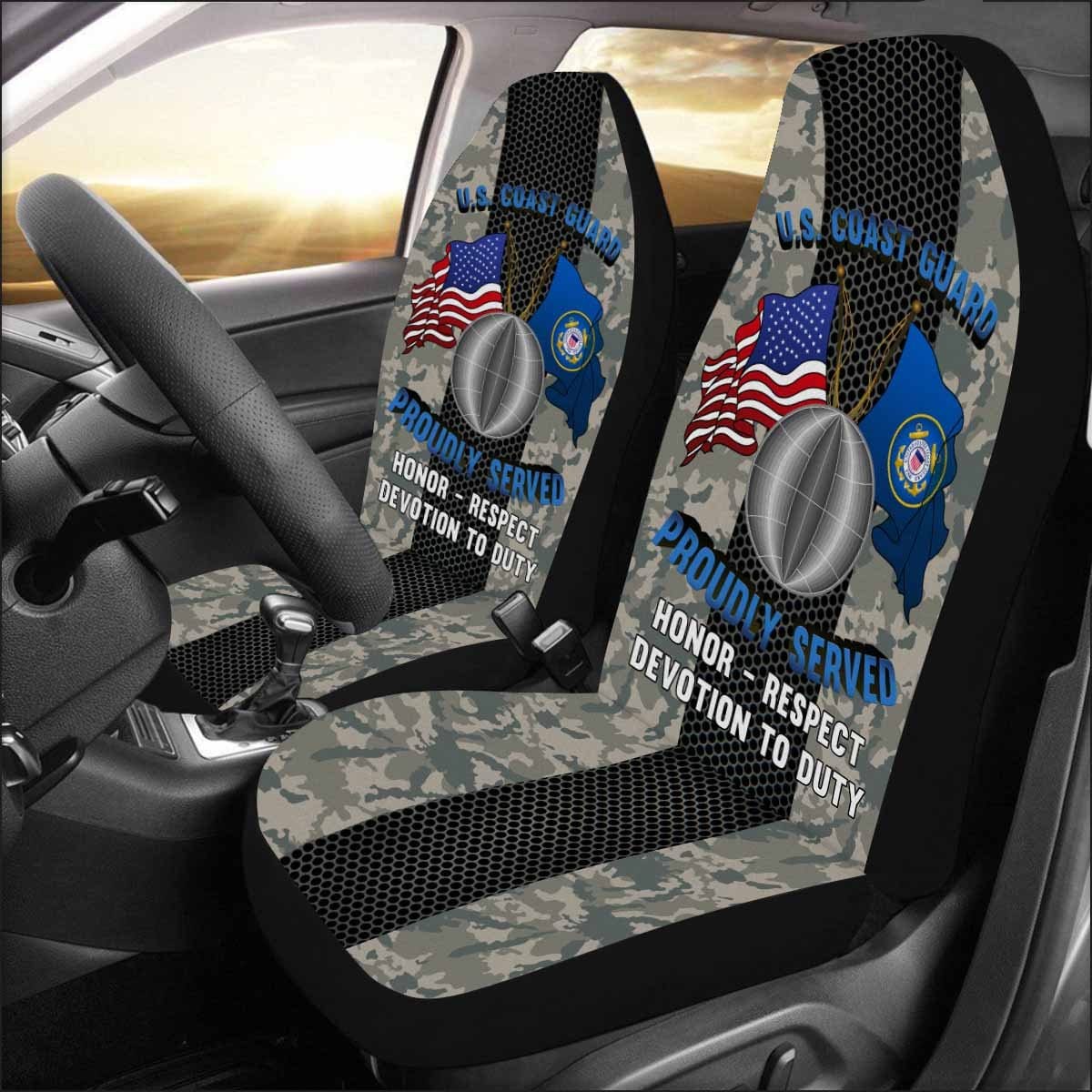 US Coast Guard Electrician's Mate EM Logo Proudly Served - Car Seat Covers (Set of 2)-SeatCovers-USCG-Rate-Veterans Nation