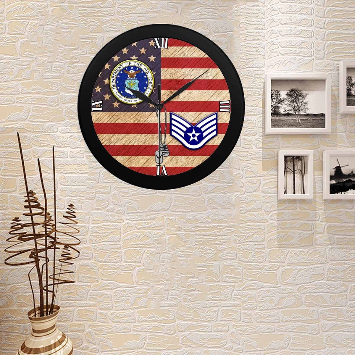 US Air Force E-5 Staff Sergeant SSgt E5 Wall Clock-WallClocks-USAF-Ranks-Veterans Nation