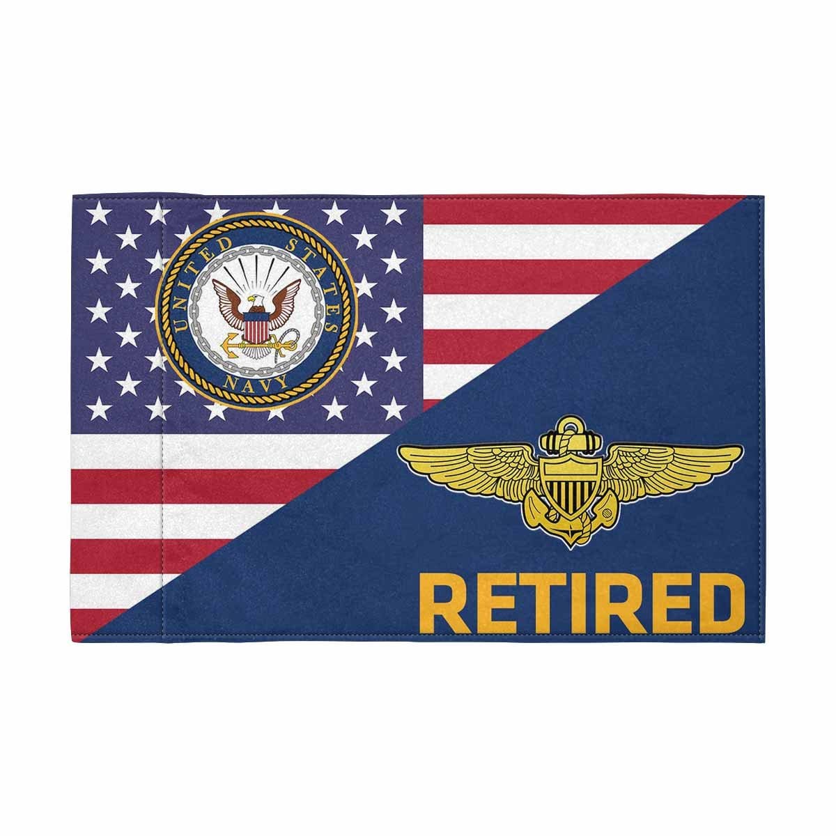 US Navy Naval Aviator Retired Motorcycle Flag 9" x 6" Twin-Side Printing D01-MotorcycleFlag-Navy-Veterans Nation