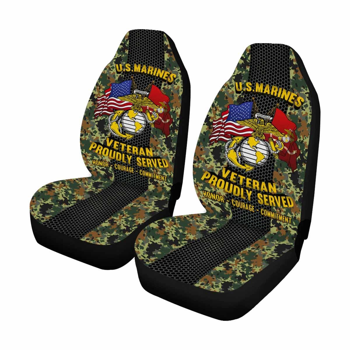 US Marine Corps Veteran Car Seat Covers (Set of 2)-SeatCovers-USMC-Logo-Veterans Nation