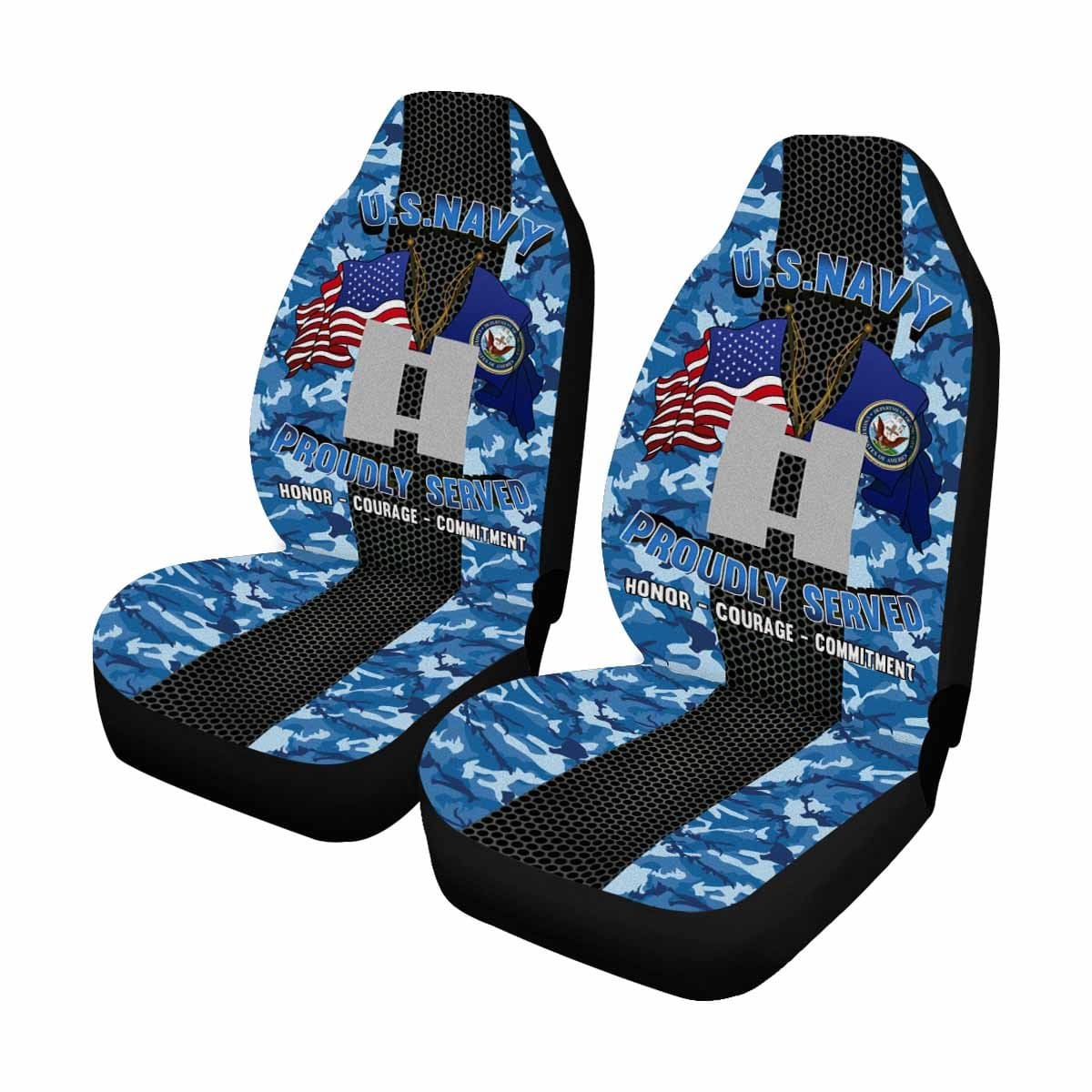 US Navy O-3 Lieutenant O3 LT Junior Officer Car Seat Covers (Set of 2)-SeatCovers-Navy-Officer-Veterans Nation