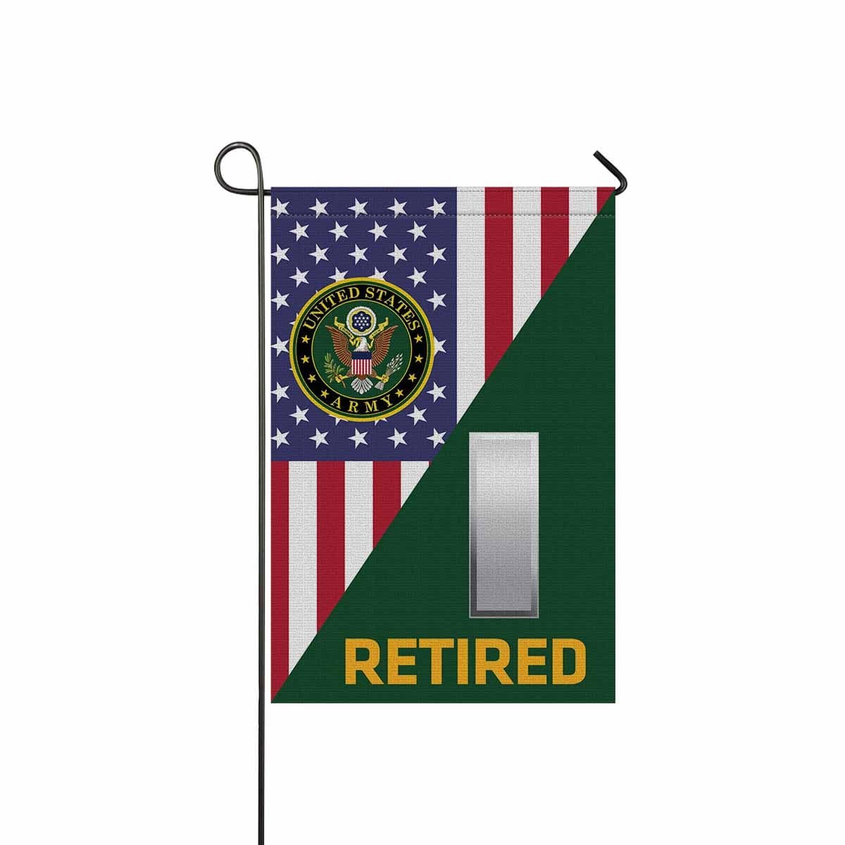 US Army O-2 First Lieutenant O2 1LT Commissioned Officer Retired Garden Flag/Yard Flag 12 inches x 18 inches Twin-Side Printing-GDFlag-Army-Ranks-Veterans Nation