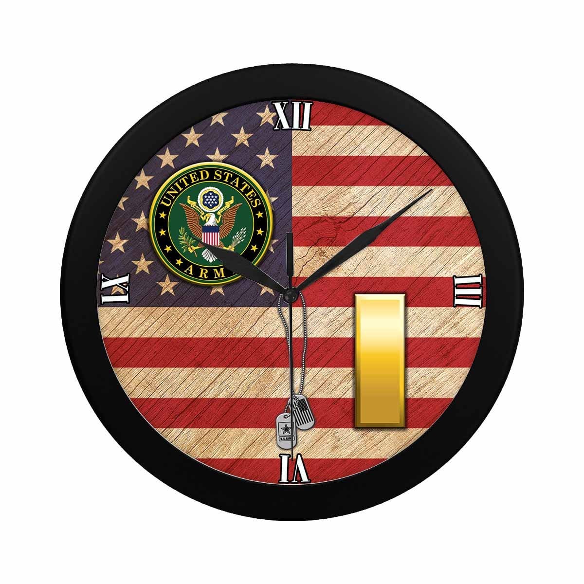US Army O-1 Second Lieutenant O1 2LT Wall Clock-WallClocks-Army-Ranks-Veterans Nation