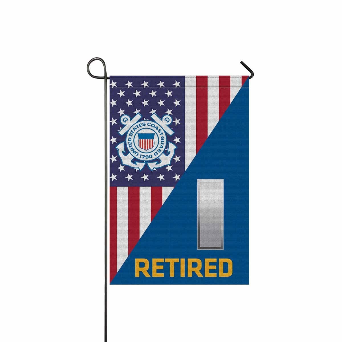 US Coast Guard O-2 Lieutenant Junior Grade O2 LTJG Junior Officer Ranks Retired Garden Flag 12'' x 18'' Twin-Side Printing Retired Garden Flag 12" x 18"-Garden Flag-Veterans Nation