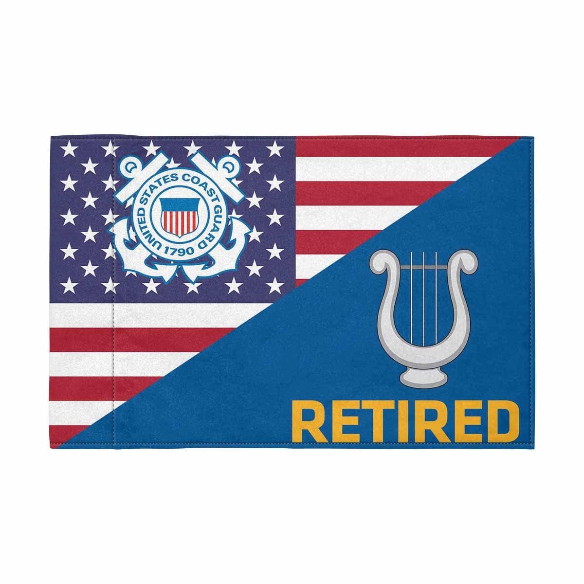 USCG MU Retired Motorcycle Flag 9" x 6" Twin-Side Printing D01-MotorcycleFlag-USCG-Veterans Nation