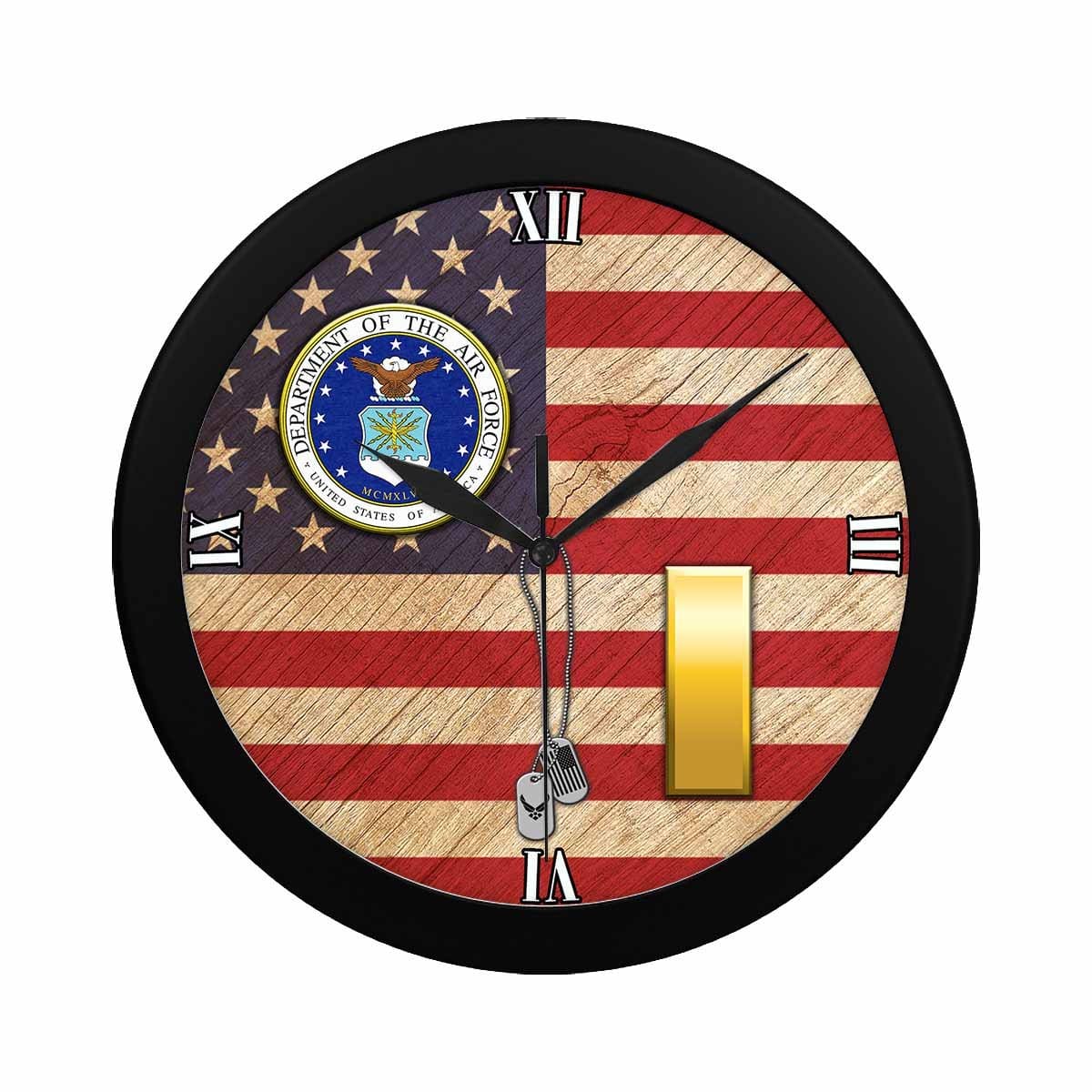 US Air Force O-1 Second Lieutenant 2d Lt O1 Wall Clock-WallClocks-USAF-Ranks-Veterans Nation