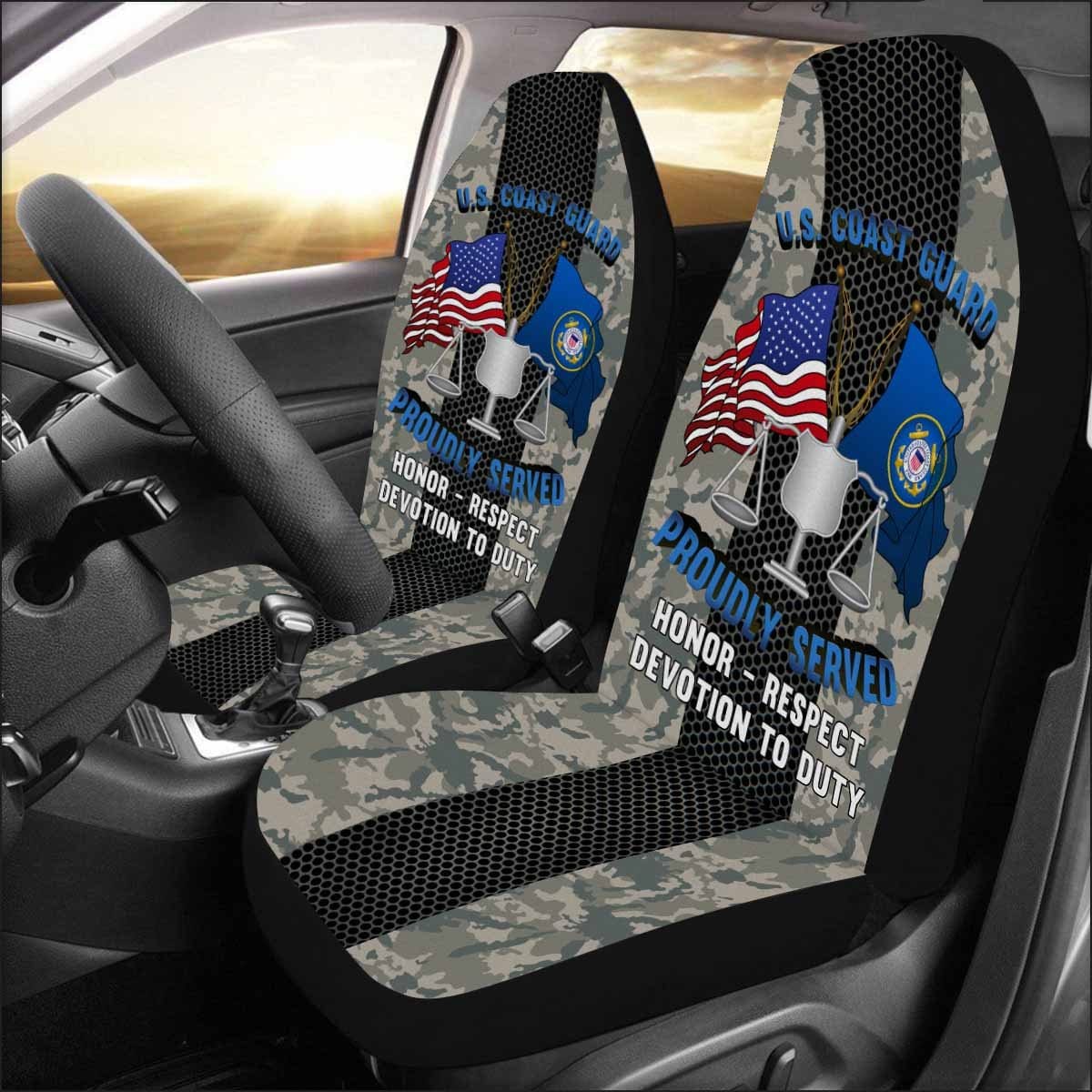 USCG INVESTIGATOR IV Logo Proudly Served - Car Seat Covers (Set of 2)-SeatCovers-USCG-Rate-Veterans Nation