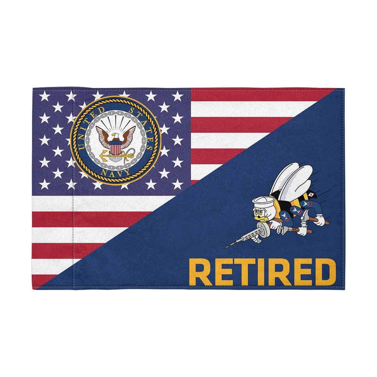 US Navy Seabees Retired Motorcycle Flag 9" x 6" Twin-Side Printing D01-MotorcycleFlag-Navy-Veterans Nation