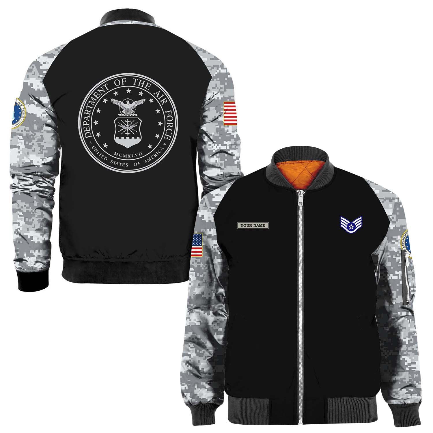 Custom 3D All Over Prints Bomber Jacket, Personalized Name And Ranks,