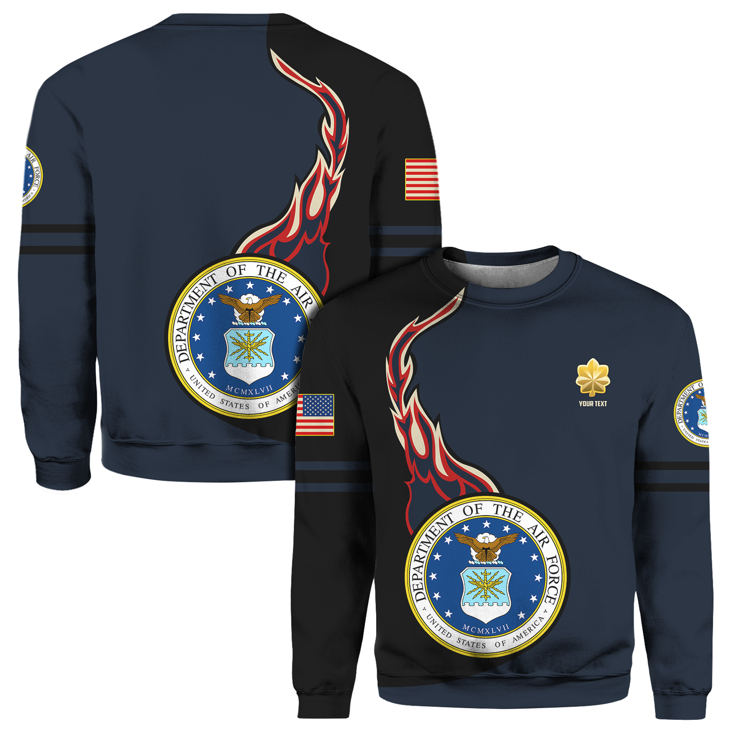 Custom 3D All Over Prints Crewneck Sweatshirt, Personalized Name And Ranks, Military Logo-AOV-Custom-Veterans Nation