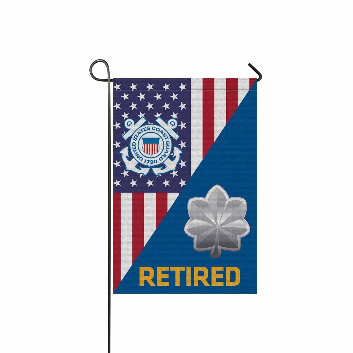 US Coast Guard O-5 Commander O5 CDR Senior Officer Ranks Retired Garden Flag 12'' x 18'' Twin-Side Printing Retired Garden Flag 12" x 18"-Garden Flag-Veterans Nation