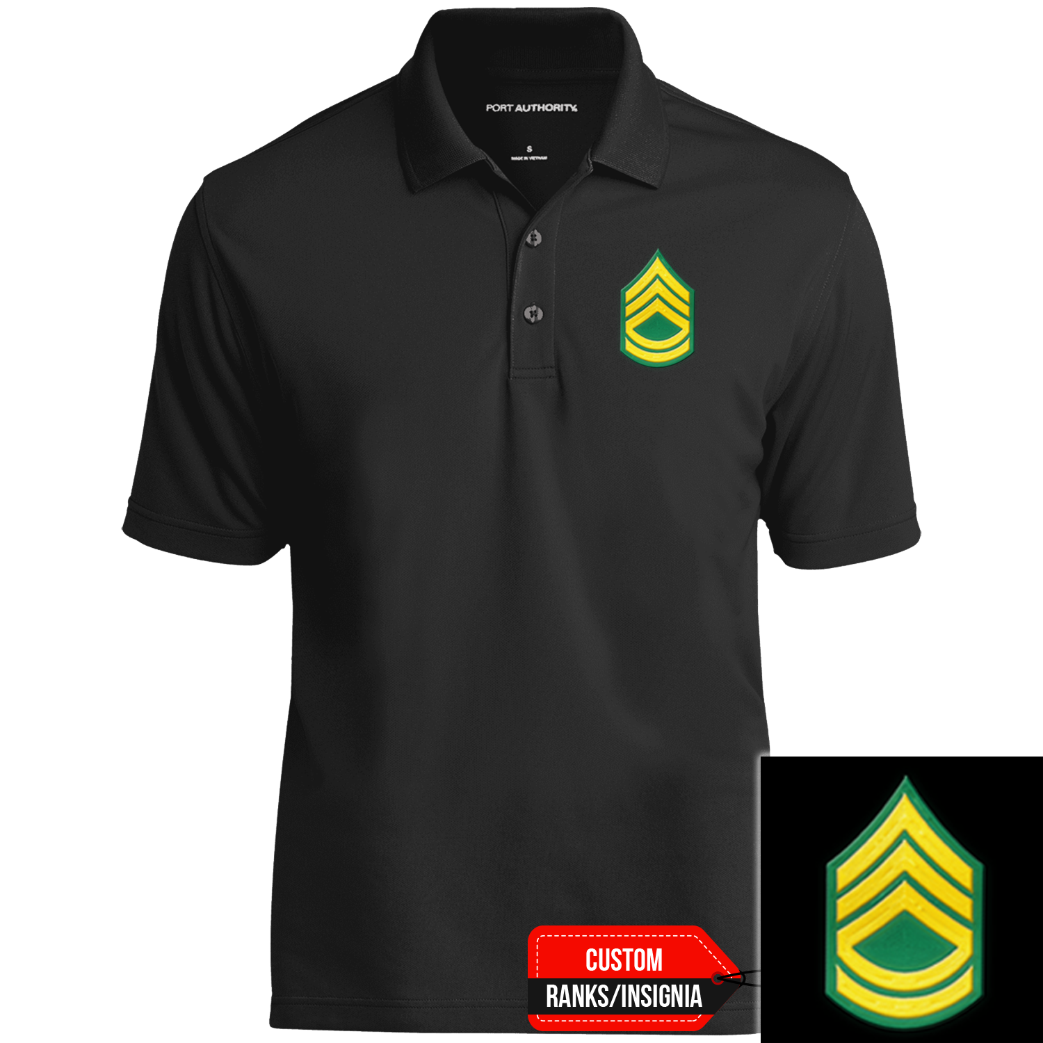 Custom US Army Ranks/Insignia Print On Left Chest Polo Shirt