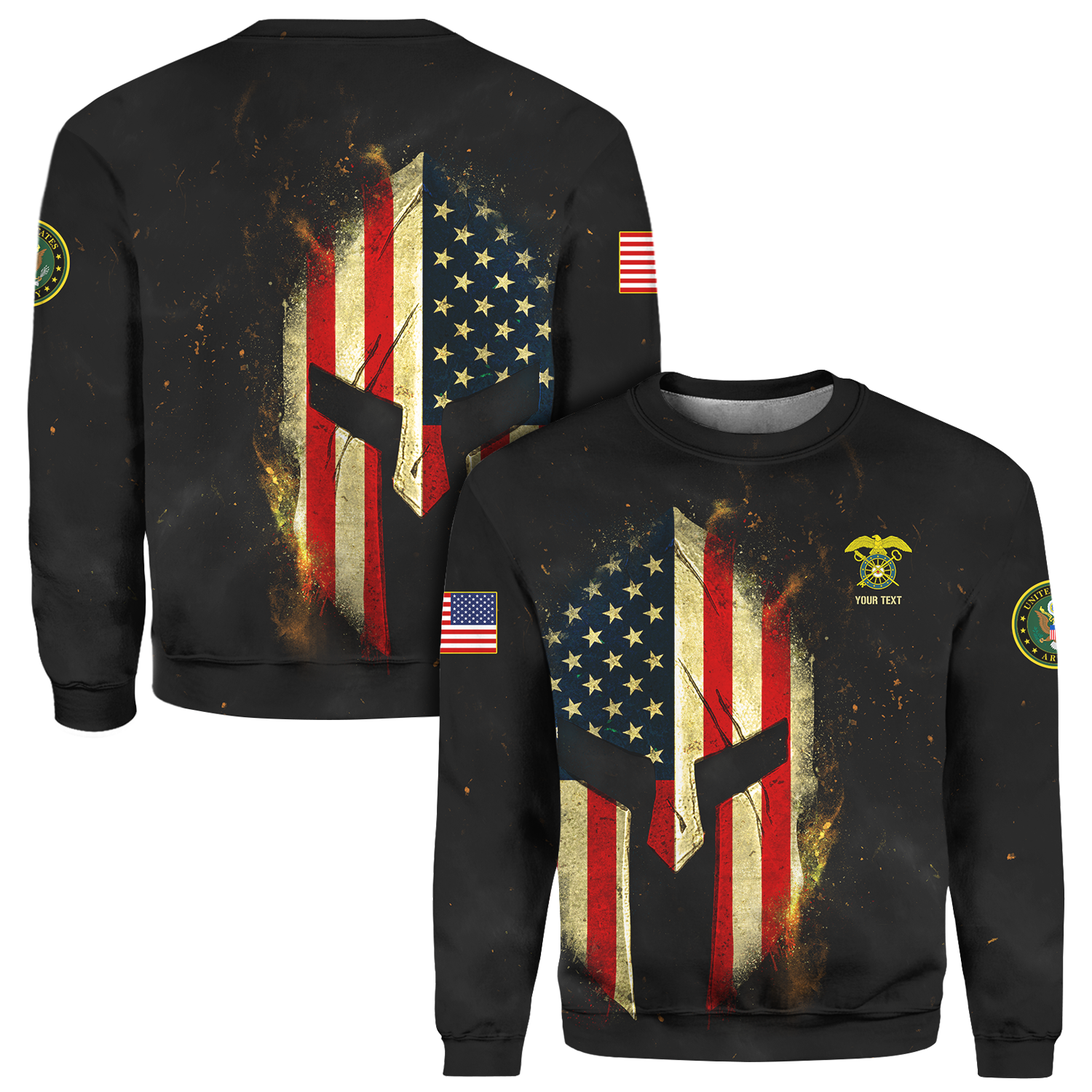 Custom 3D All Over Prints Crewneck Sweatshirt, Personalized Name And Ranks, Spartan Warrior-AOV-Custom-Veterans Nation
