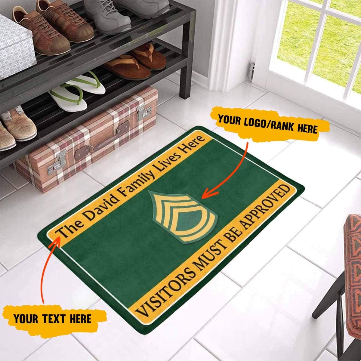 US Army Personalize Doormat 23.6 x15.7 Inches-Veterans Nation