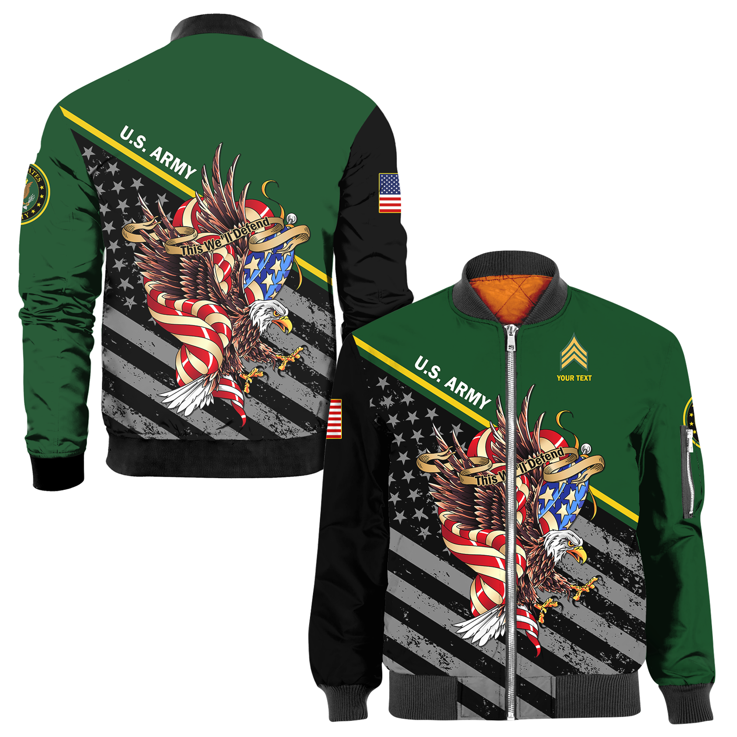 Custom 3D All Over Prints Bomber Jacket Personalized Name And Ranks
