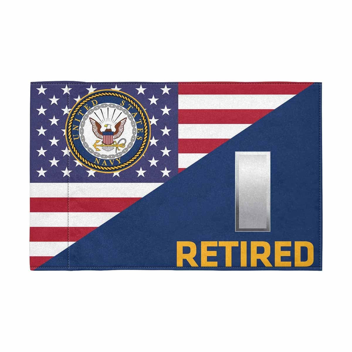 US Navy O-2 Retired Motorcycle Flag 9" x 6" Twin-Side Printing D01-MotorcycleFlag-Navy-Veterans Nation