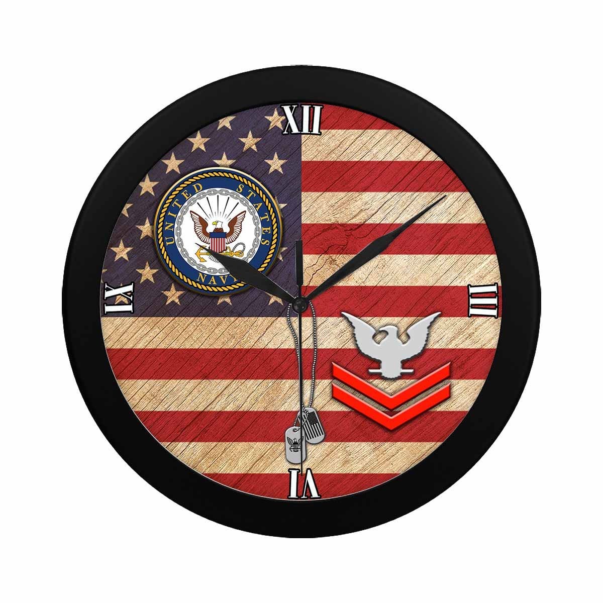US Navy E-5 Petty Officer Second Class E5 PO2 Collar Device Wall Clock-WallClocks-Navy-Collar-Veterans Nation