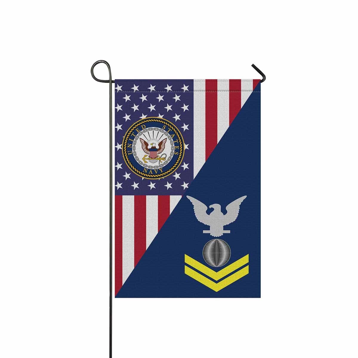 U.S Navy Electrician's mate Navy EM E-5 Gold Stripe Garden Flag/Yard Flag 12 inches x 18 inches Twin-Side Printing-GDFlag-Navy-Rating-Veterans Nation
