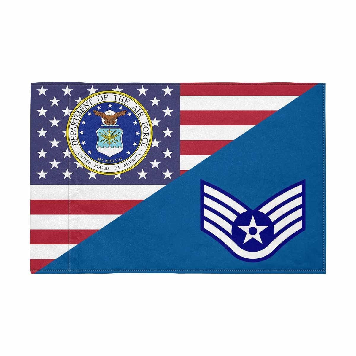 US Air Force E-5 Motorcycle Flag 9" x 6" Twin-Side Printing D01-MotorcycleFlag-USAF-Veterans Nation