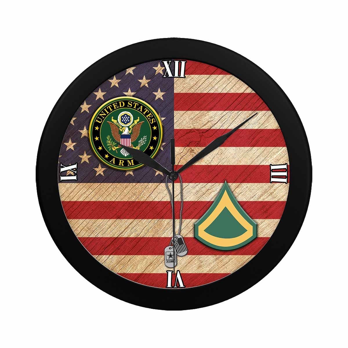 US Army E-3 PFC E3 Private First Class Wall Clock-WallClocks-Army-Ranks-Veterans Nation