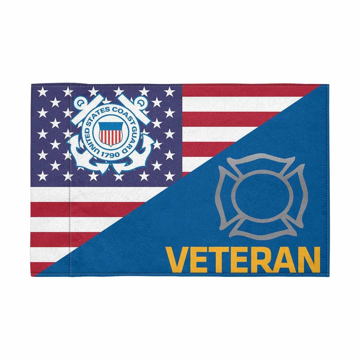 USCG FF Veteran Motorcycle Flag 9" x 6" Twin-Side Printing D01-MotorcycleFlag-USCG-Veterans Nation
