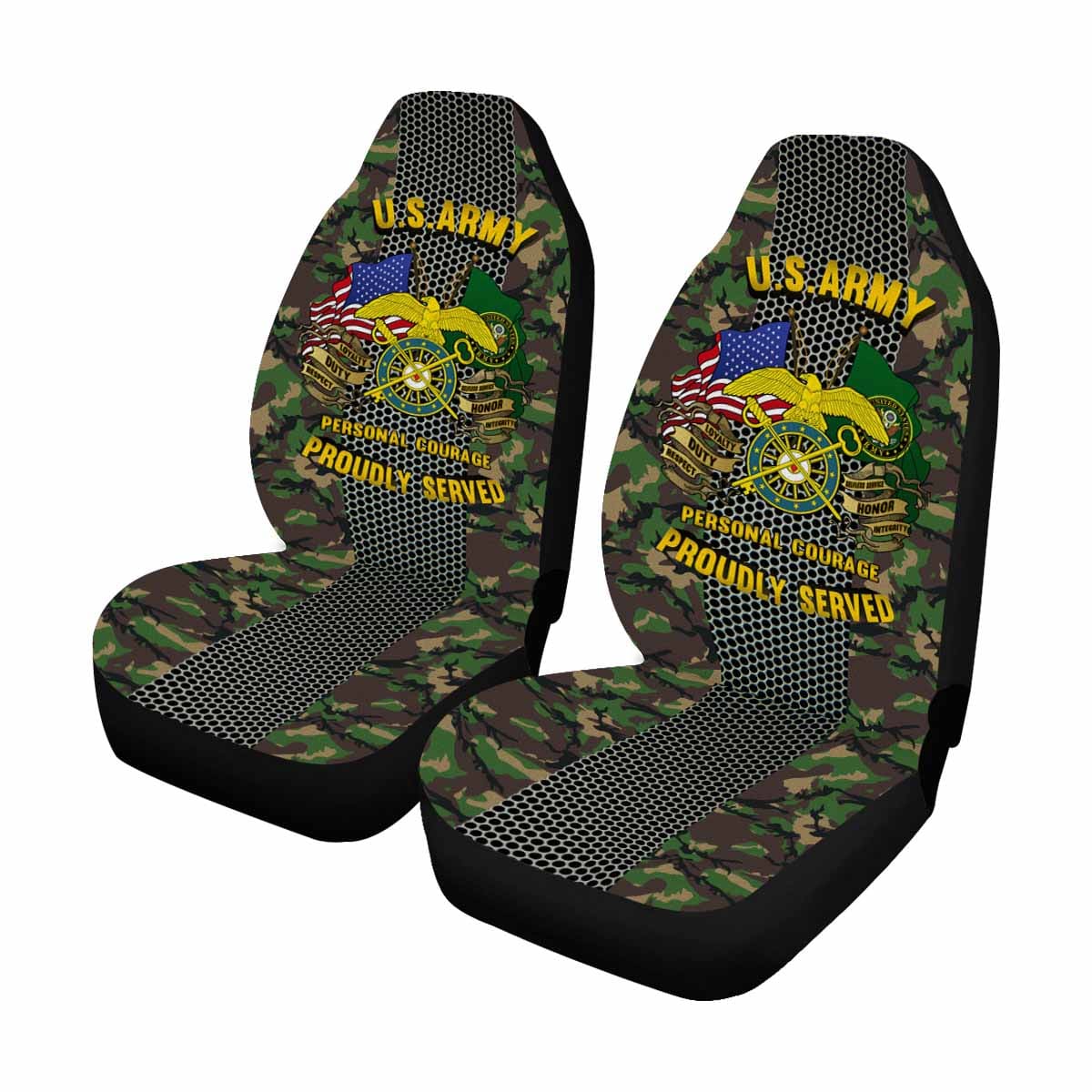 Military ARMY Quartermaster Corps Car Seat Covers (Set of 2)-SeatCovers-Army-Branch-Veterans Nation