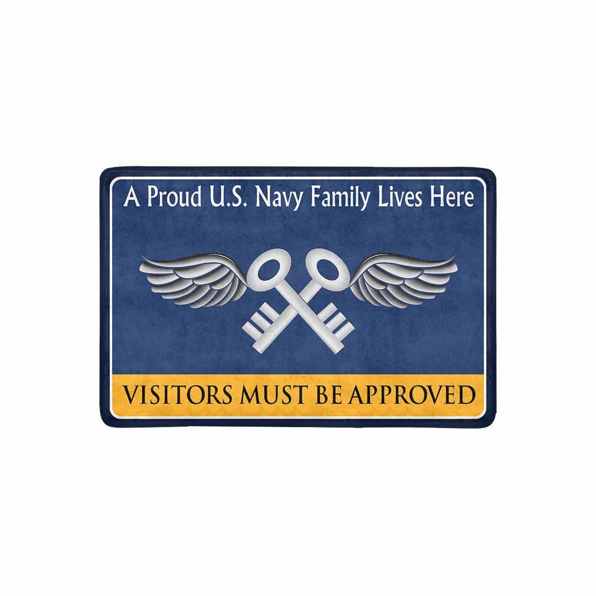 Navy Aviation Storekeeper Navy AK Family Doormat - Visitors must be approved (23,6 inches x 15,7 inches)-Doormat-Navy-Rate-Veterans Nation