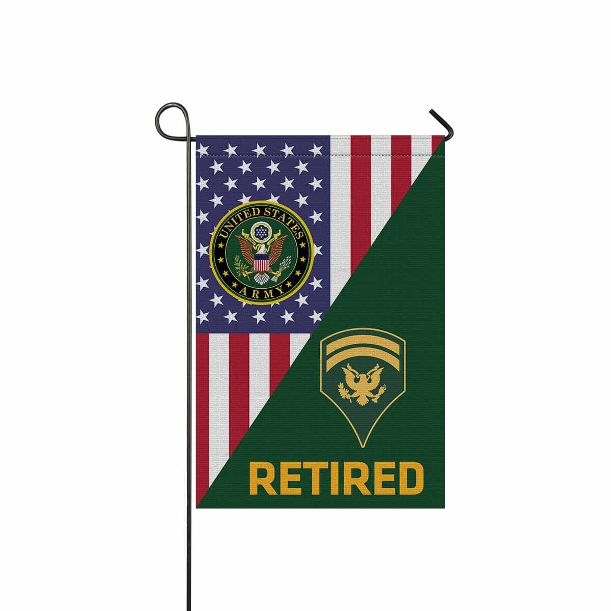 US Army E-6 SPC E6 SP6 Specialist 6 Specialist 1st Class Retired Garden Flag/Yard Flag 12 inches x 18 inches Twin-Side Printing-GDFlag-Army-Ranks-Veterans Nation