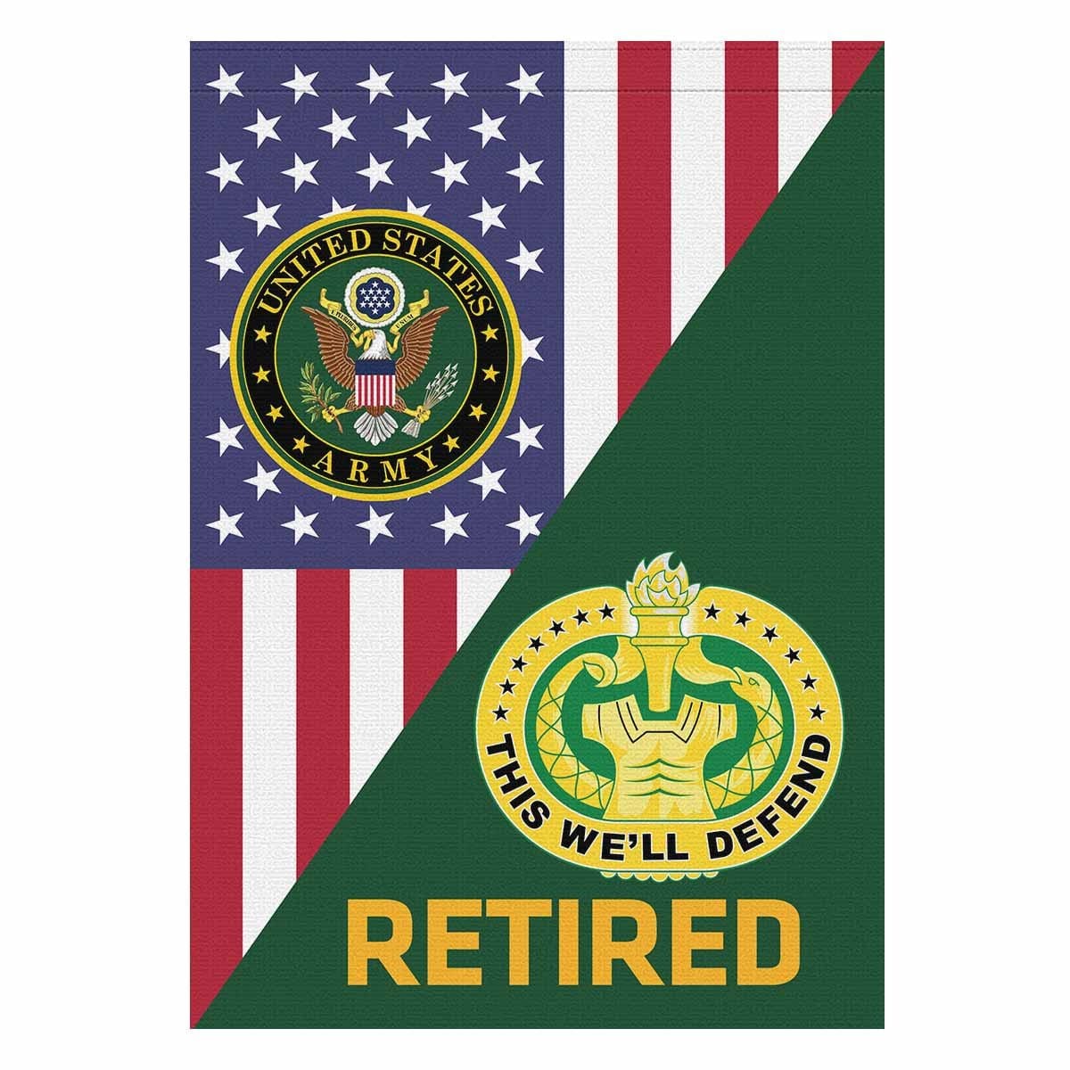 US Army Drill Sergeant Retired House Flag 28 Inch x 40 Inch Twin-Side Printing-HouseFlag-Army-Branch-Veterans Nation