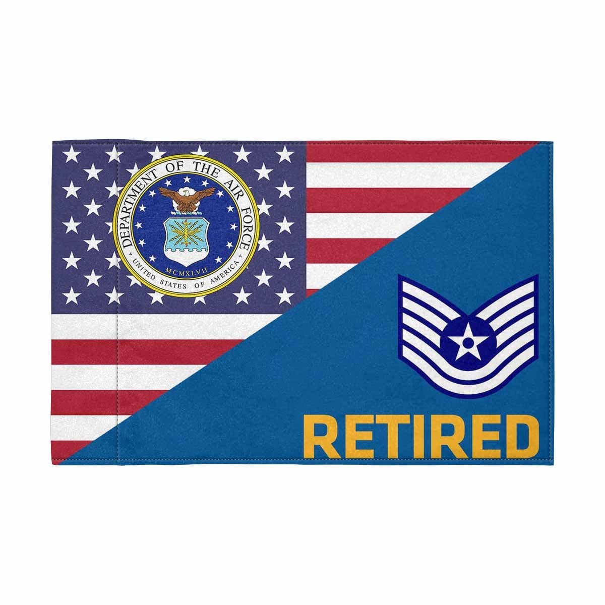 US Air Force E-6 Retired Motorcycle Flag 9" x 6" Twin-Side Printing D01-MotorcycleFlag-USAF-Veterans Nation