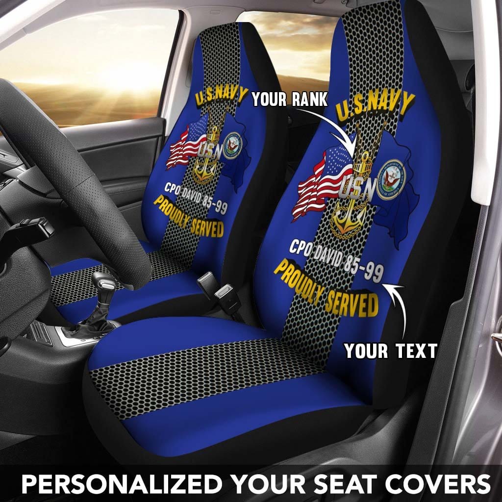 US Navy Collar Device - Personalized Car Seat Covers (Set of 2)-SeatCovers-Personalized-Navy-Collar-Veterans Nation