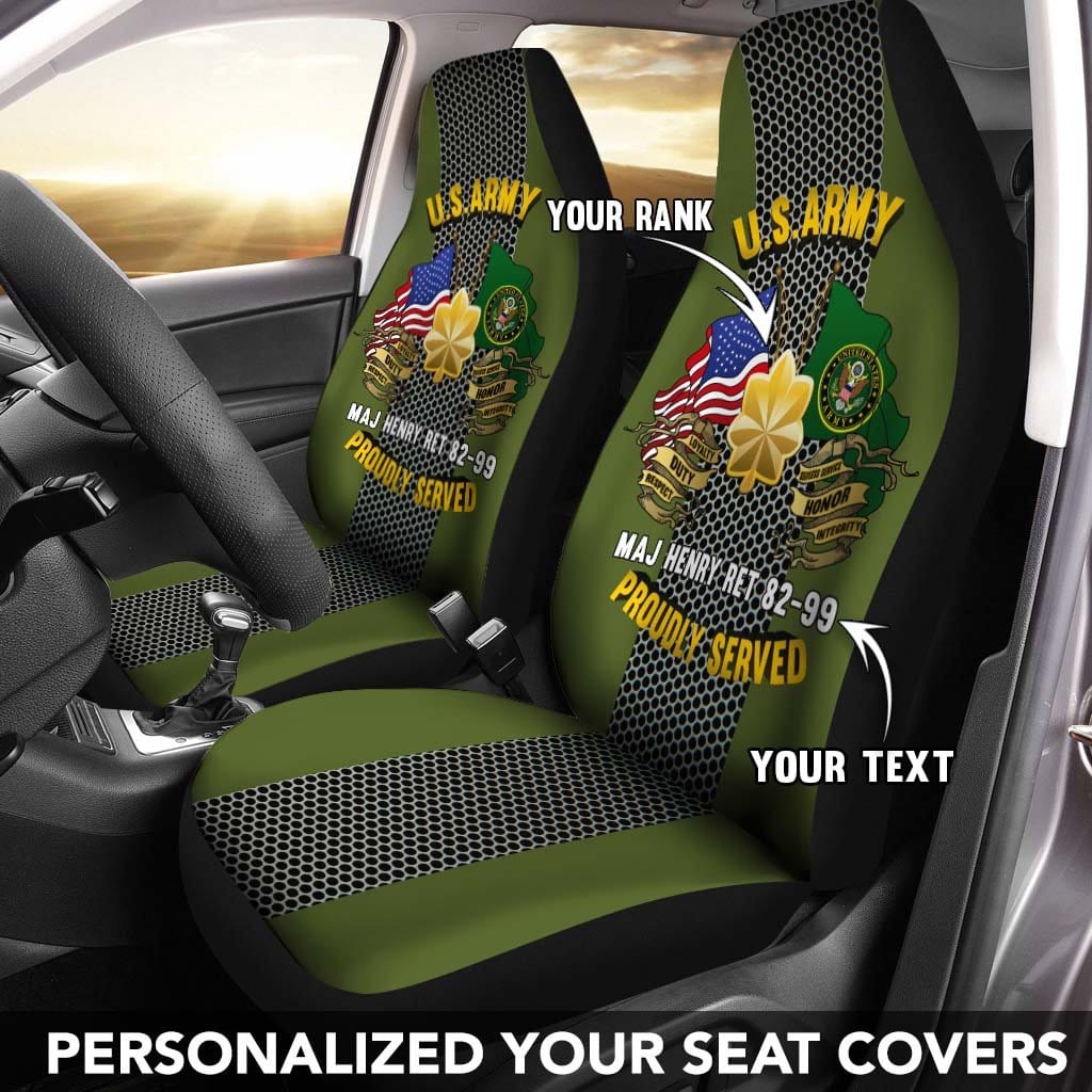 U.S Army Rank - Personalized Car Seat Covers (Set of 2)-SeatCovers-Personalized-Army-Ranks-Veterans Nation