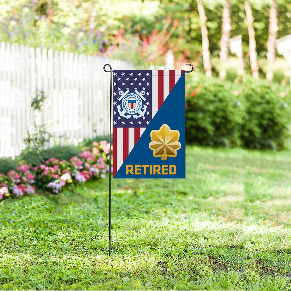 US Coast Guard O-4 Lieutenant Commander O4 LCDR Junior Officer Ranks Retired Garden Flag 12'' x 18'' Twin-Side Printing Retired Garden Flag 12" x 18"-Garden Flag-Veterans Nation