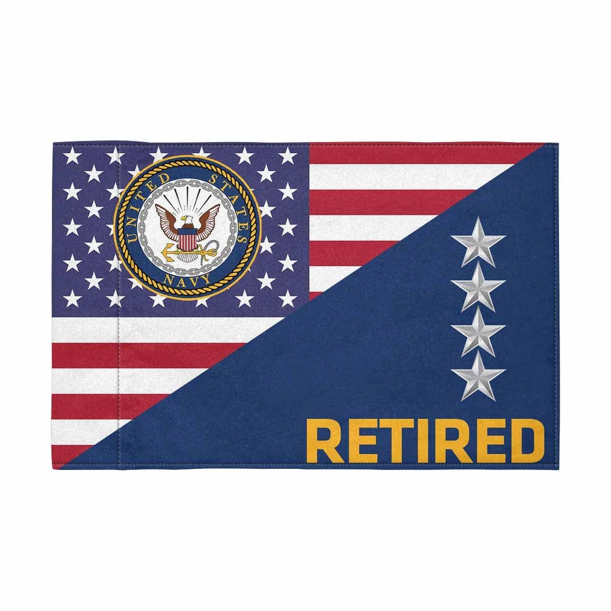 US Navy O-10 Retired Motorcycle Flag 9" x 6" Twin-Side Printing D01-MotorcycleFlag-Navy-Veterans Nation