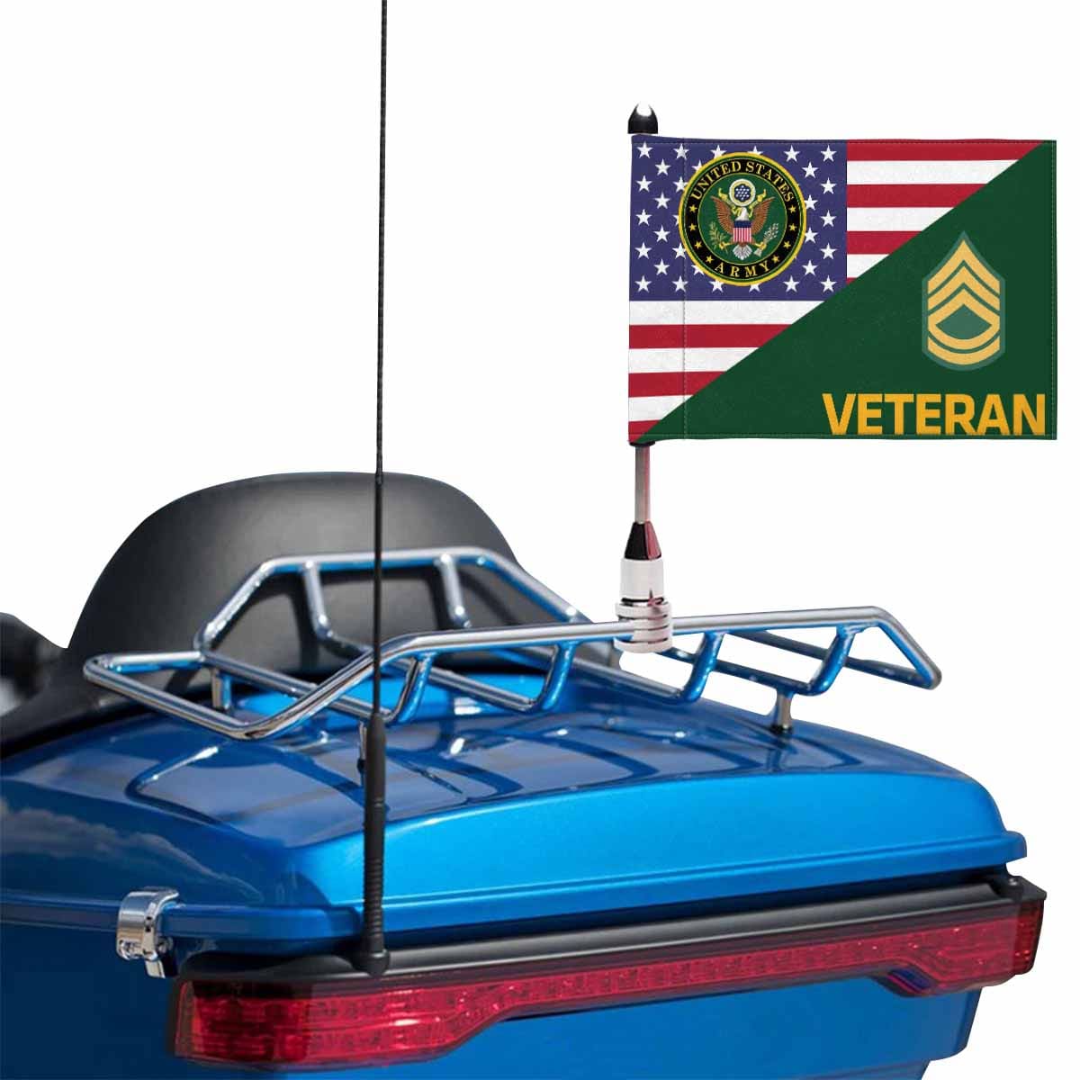 US Army E-7 Veteran Motorcycle Flag 9" x 6" Twin-Side Printing D01-MotorcycleFlag-Army-Veterans Nation