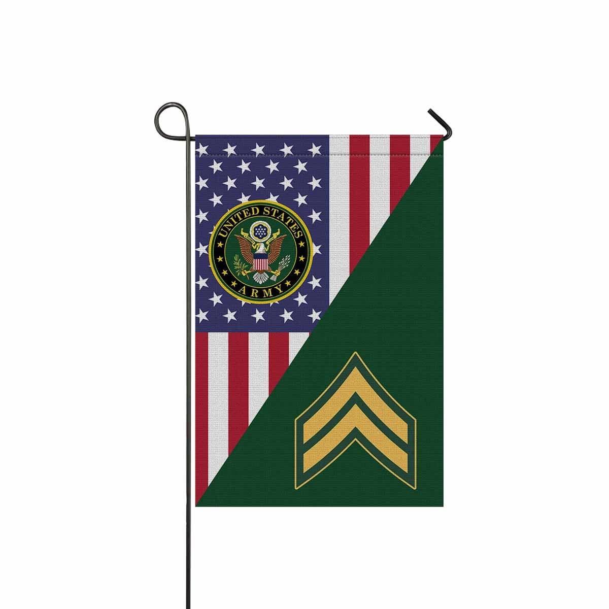 US Army E-4 Corporal E4 CPL Noncommissioned Officer Garden Flag/Yard Flag 12 Inch x 18 Inch Twin-Side Printing-GDFlag-Army-Ranks-Veterans Nation