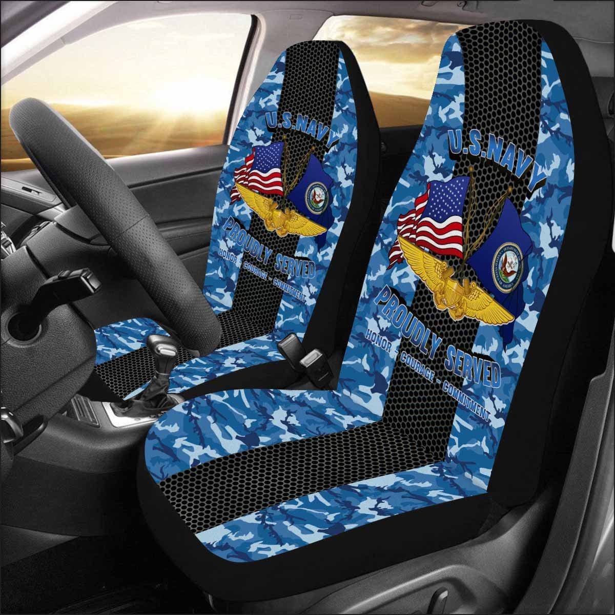 U.S NAVY NAVAL FLIGHT OFFICER Car Seat Covers (Set of 2)-SeatCovers-Navy-Badge-Veterans Nation
