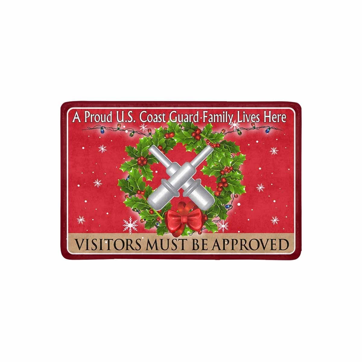 US Coast Guard Gunner's Mate GM Logo - Visitors must be approved Christmas Doormat-Doormat-USCG-Rate-Veterans Nation