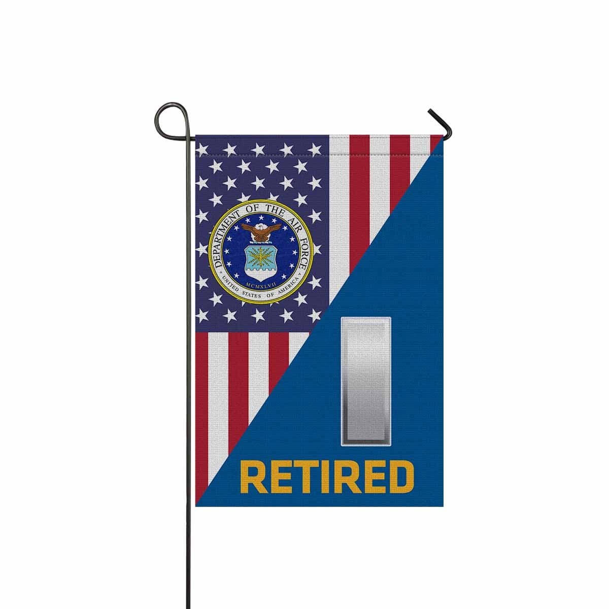 US Air Force O-2 First Lieutenant 1st L O2 Commissioned Officer Retired Garden Flag/Yard Flag 12 inches x 18 inches Twin-Side Printing-GDFlag-USAF-Ranks-Veterans Nation