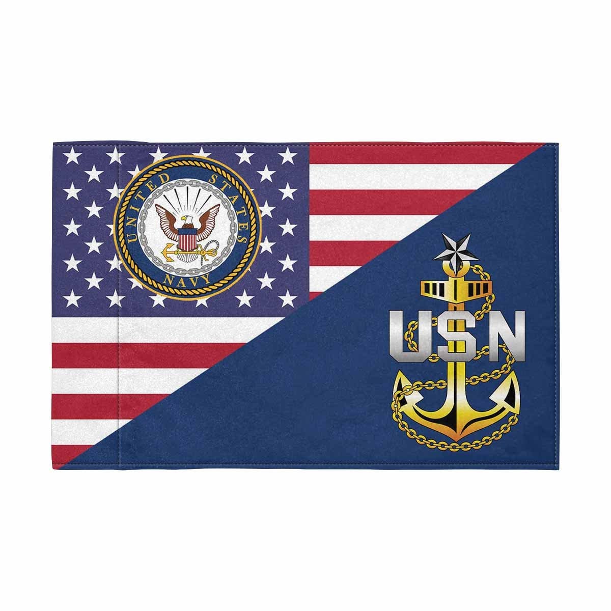 US Navy E-8 Collar Device Motorcycle Flag 9" x 6" Twin-Side Printing D01-MotorcycleFlag-Navy-Veterans Nation