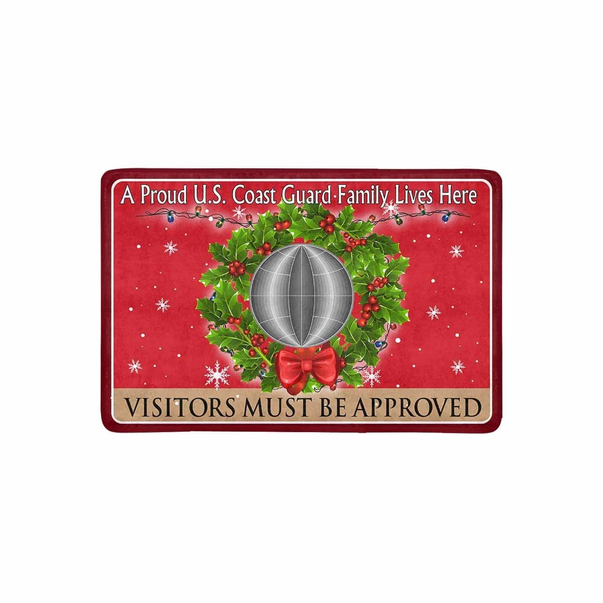 US Coast Guard Electrician's Mate EM Logo - Visitors must be approved Christmas Doormat-Doormat-USCG-Rate-Veterans Nation