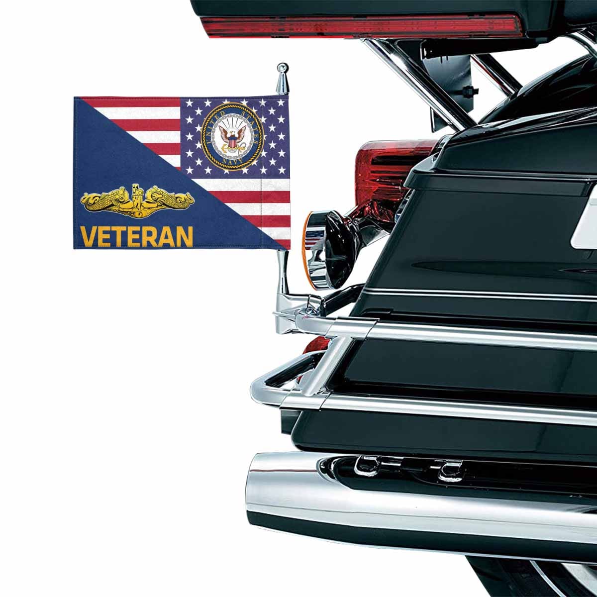 US Navy Submarine Officer Veteran Motorcycle Flag 9" x 6" Twin-Side Printing D01-MotorcycleFlag-Navy-Veterans Nation