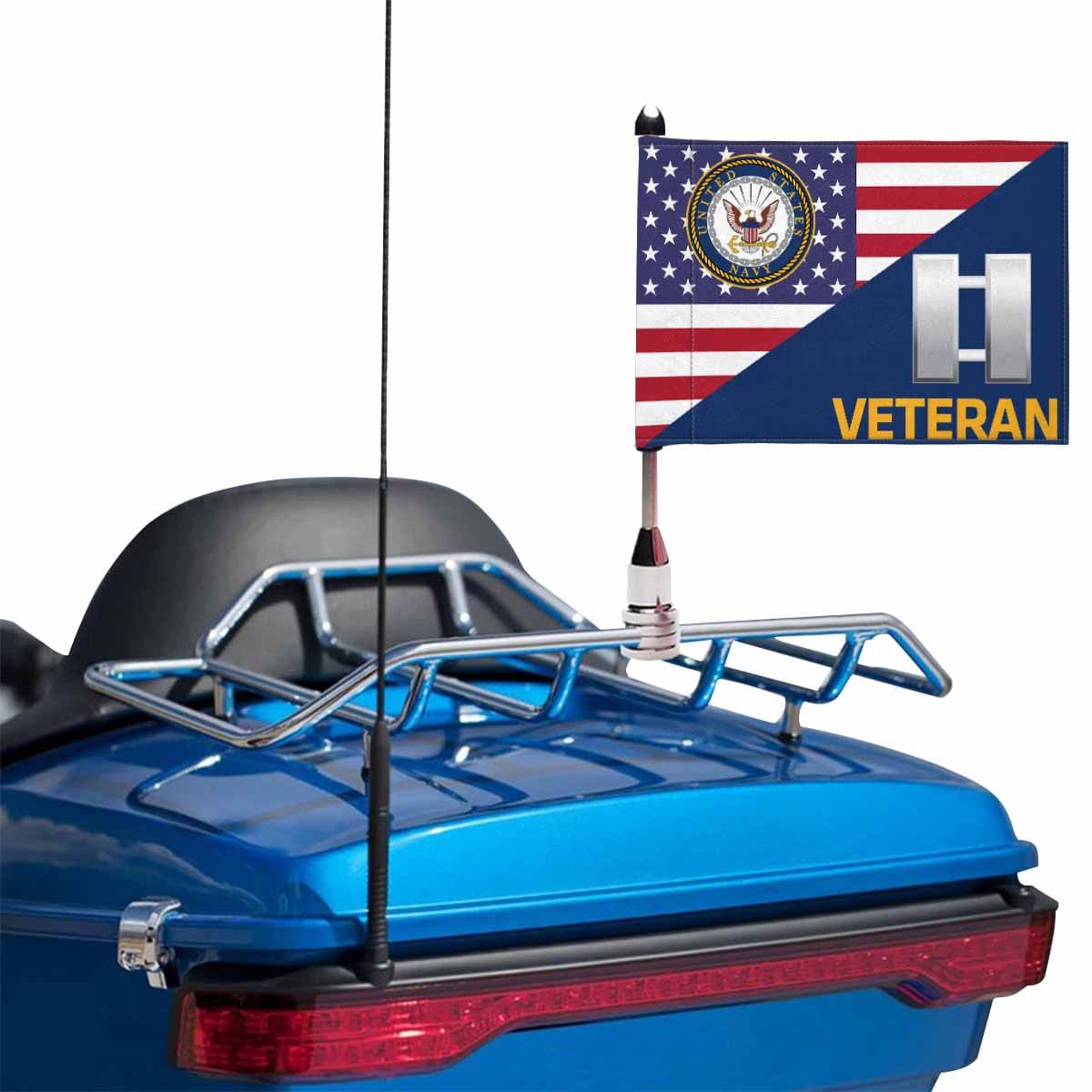 US Navy Officer Veteran Motorcycle Flag 9" x 6" Twin-Side Printing D01-MotorcycleFlag-Navy-Veterans Nation