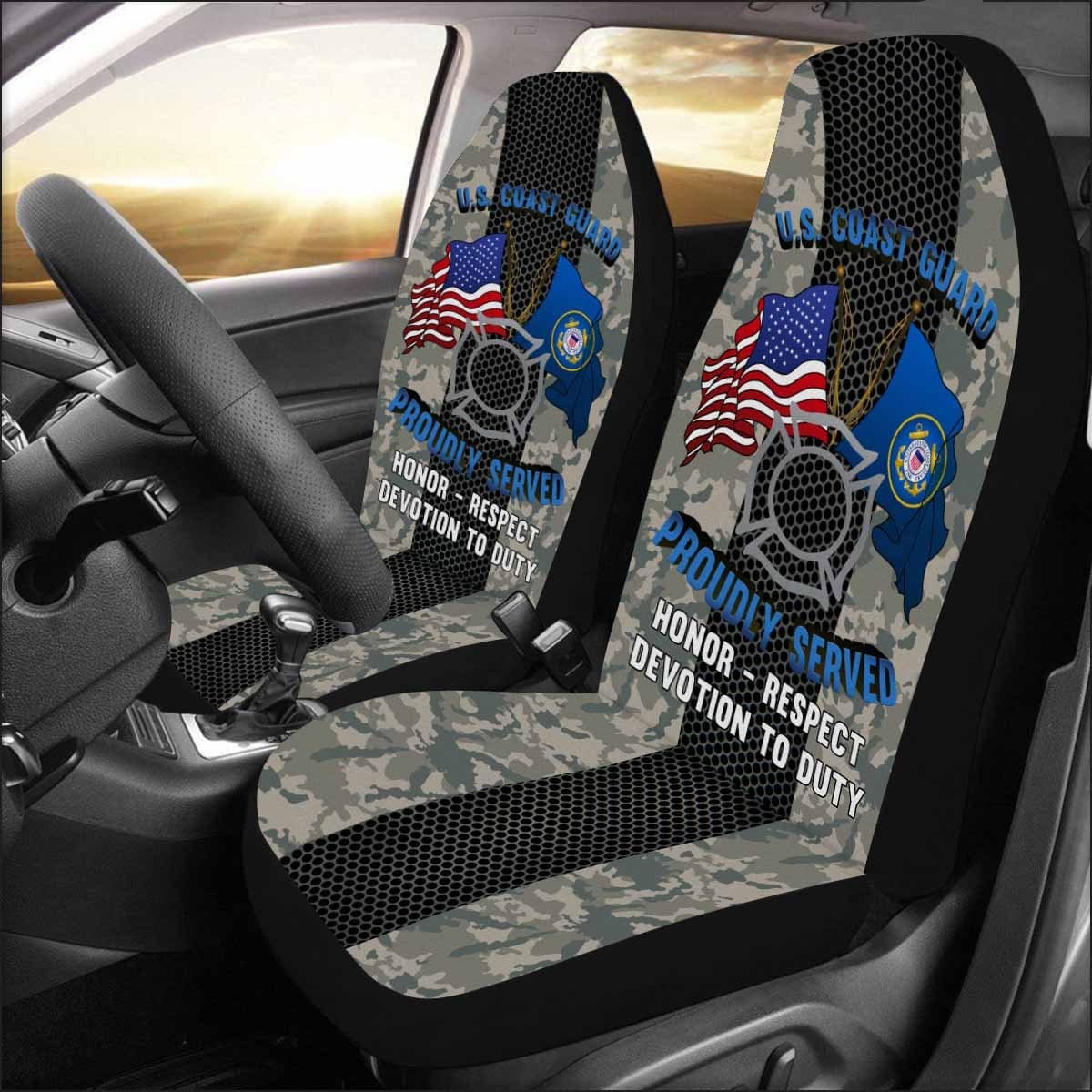 US Coast Guard Fire and Safety Specialist FF Logo Proudly Served - Car Seat Covers (Set of 2)-SeatCovers-USCG-Rate-Veterans Nation
