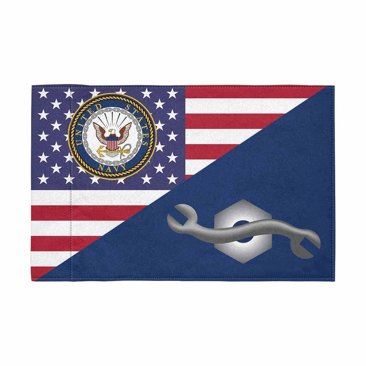 US Navy Construction Mechanic Navy CM Motorcycle Flag 9" x 6" Twin-Side Printing D01-MotorcycleFlag-Navy-Veterans Nation