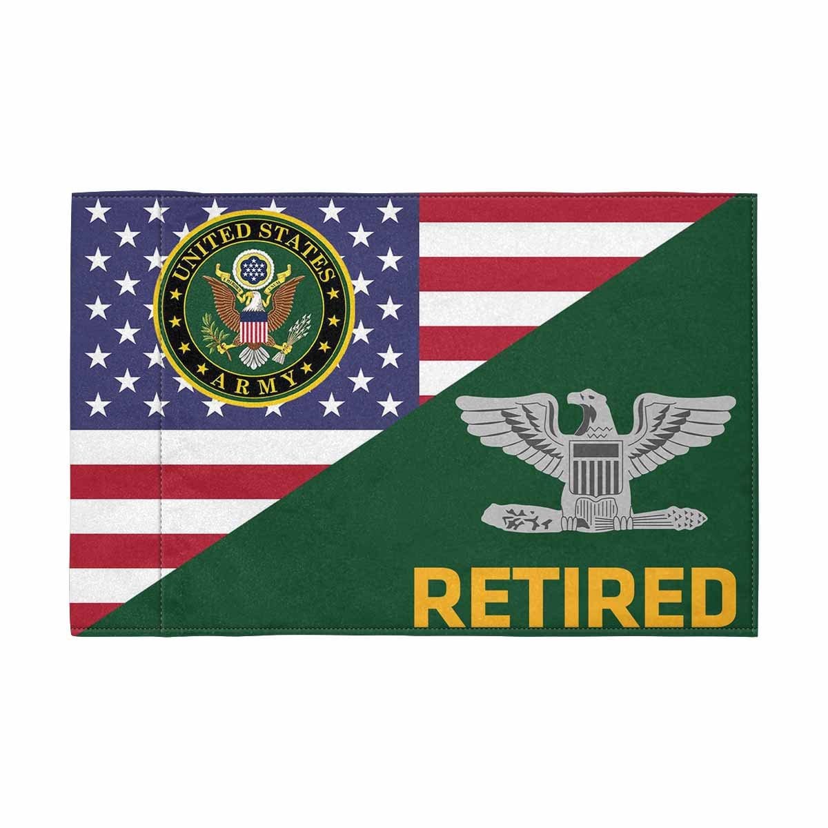 US Army O-6 Retired Motorcycle Flag 9" x 6" Twin-Side Printing D01-MotorcycleFlag-Army-Veterans Nation