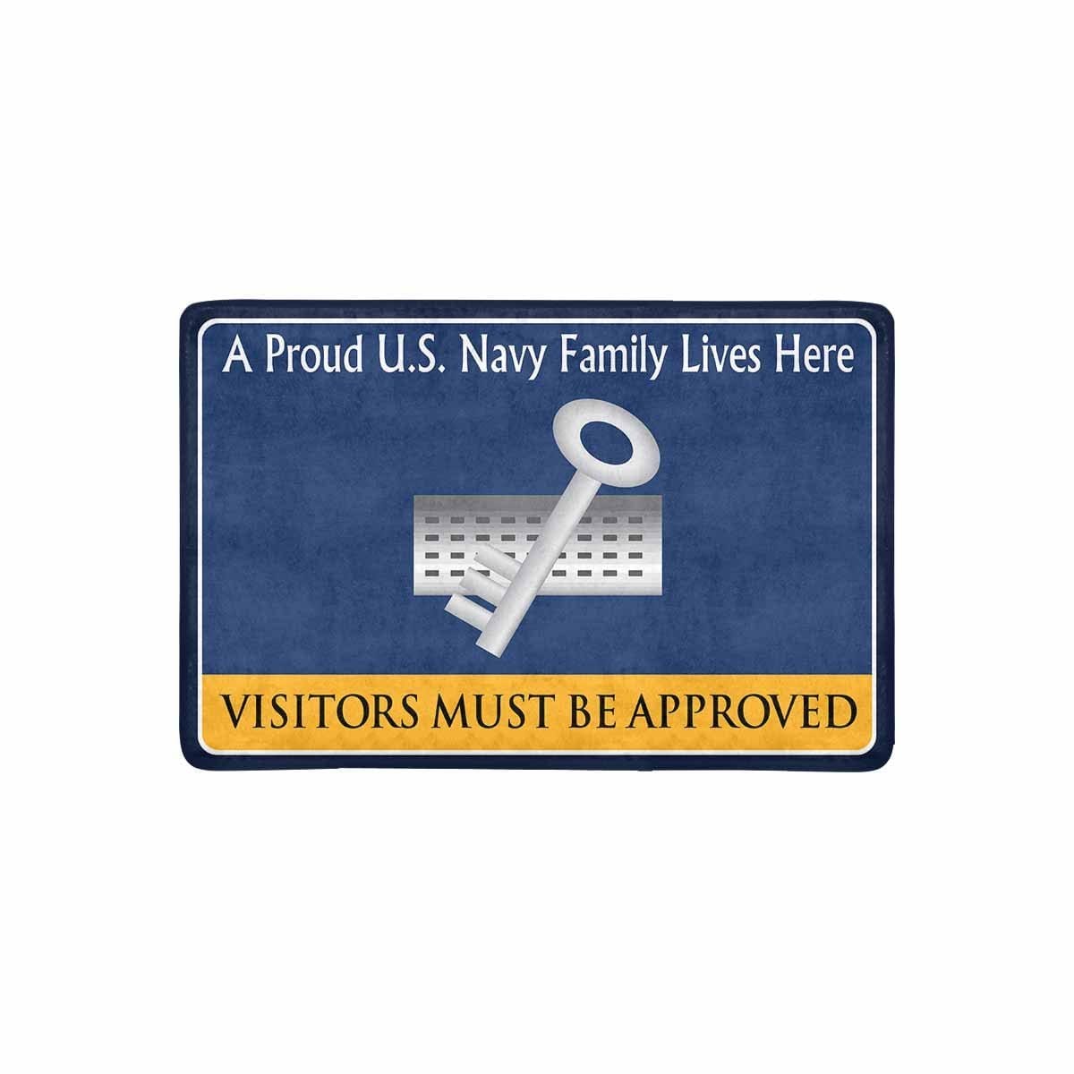 Navy Disbursing Clerk Navy DK Family Doormat - Visitors must be approved (23,6 inches x 15,7 inches)-Doormat-Navy-Rate-Veterans Nation