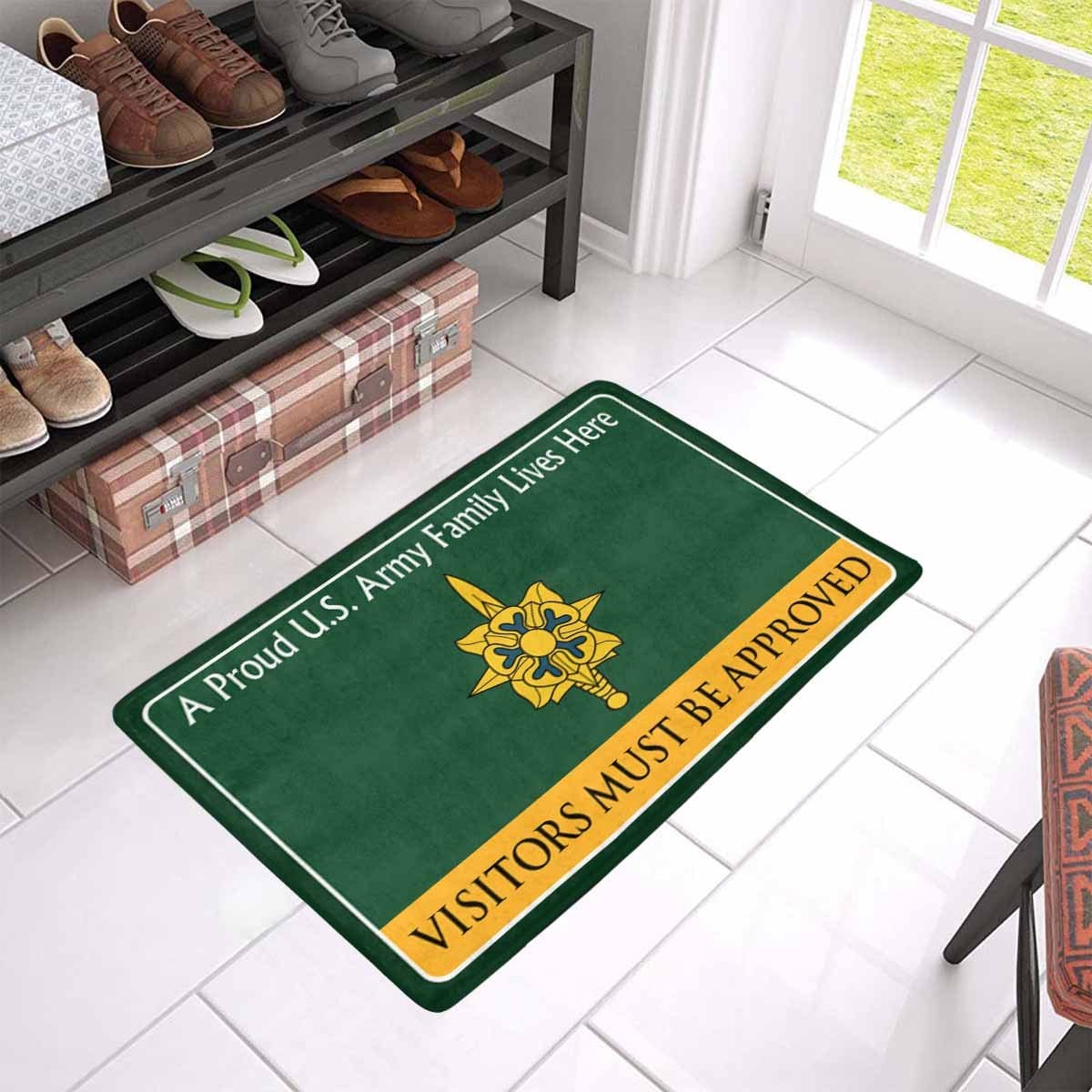 US Army Military Intelligence Branch Family Doormat - Visitors must be approved Doormat (23.6 inches x 15.7 inches)-Doormat-Army-Branch-Veterans Nation