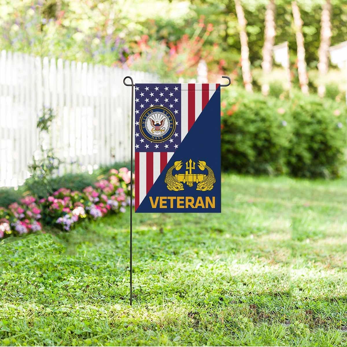 US Navy Deep Submergence Officer Badge Veteran Garden Flag/Yard Flag 12 inches x 18 inches Twin-Side Printing-GDFlag-Navy-Badge-Veterans Nation