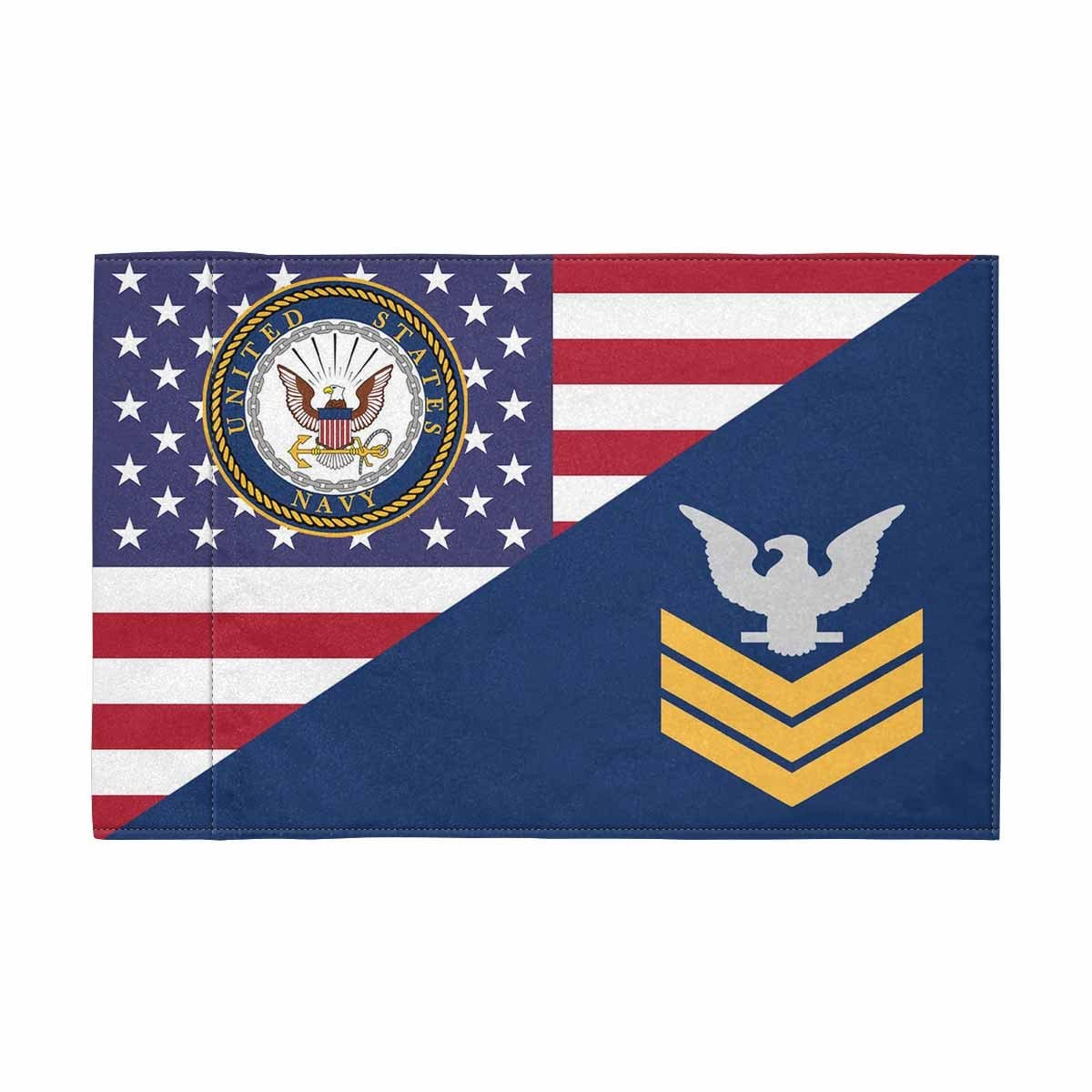 US Navy E-6 Gold Stripe Collar Device Motorcycle Flag 9" x 6" Twin-Side Printing D01-MotorcycleFlag-Navy-Veterans Nation